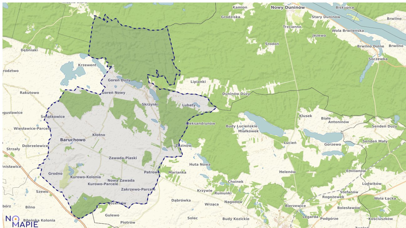 Mapa obszarów ochrony przyrody Baruchowa